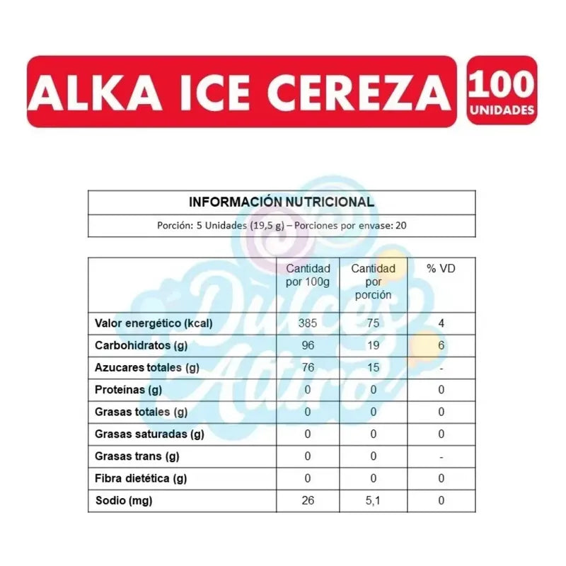 Alka Ice Sabor Cereza De Arcor - (bolsa Con 100 Unidades)