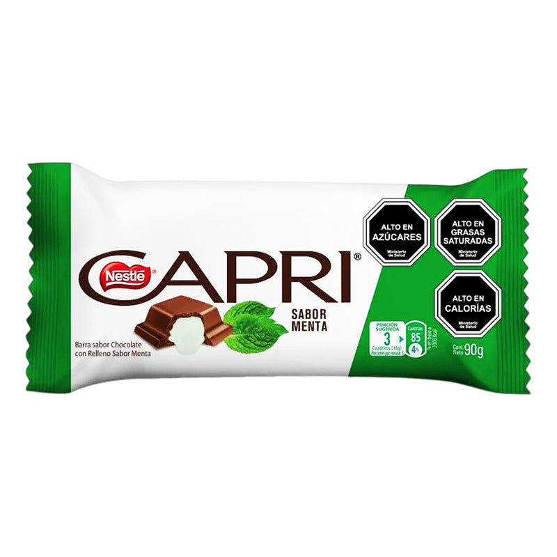 Capri Menta - Chocolate Con Relleno De Menta - Barra De 90gr