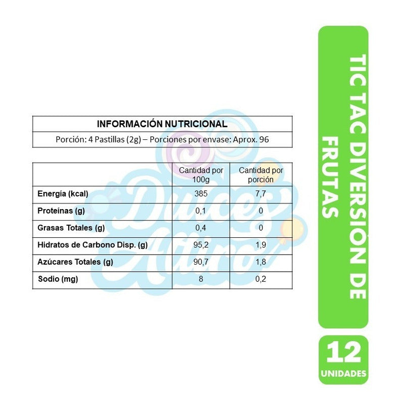 Tic Tac Diversión De Frutas De Colores (caja Con 12 Uni)