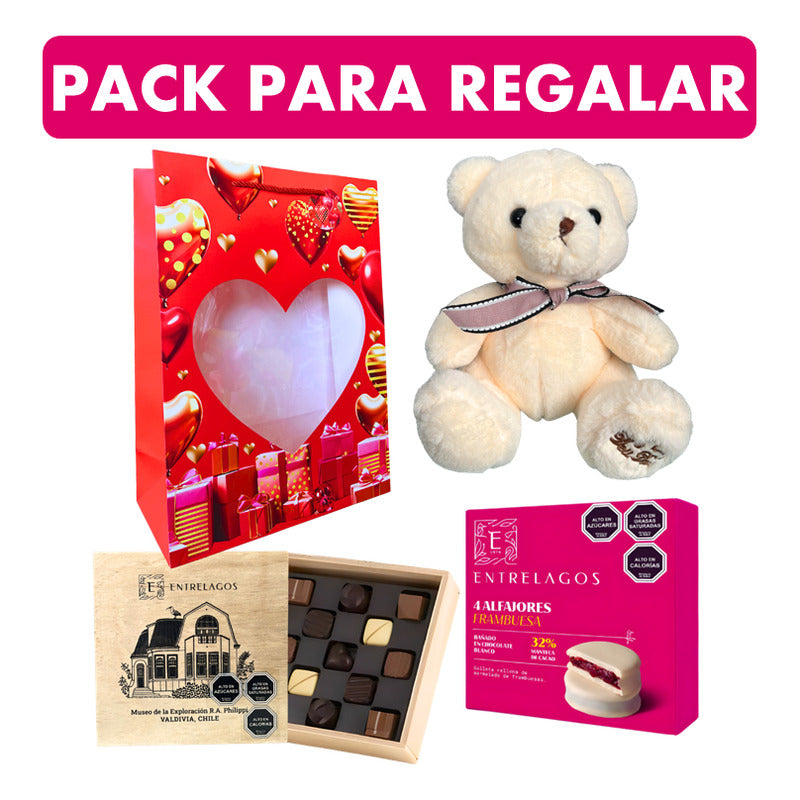 Pack Oso + Bombones Entrelagos + Alfajores Frambuesa +bolsa