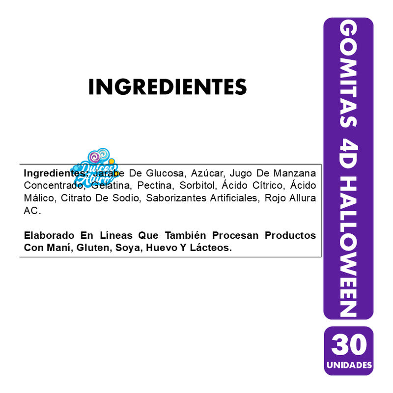 Gomitas 4d Halloween En Forma De Calabazas - Contiene 30 Uni