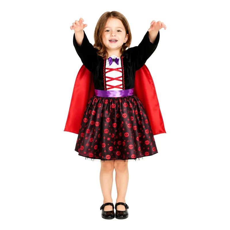 Disfraz Vampira Infantil Niña Vestido Halloween (talla 5-6) Rojo 5-6