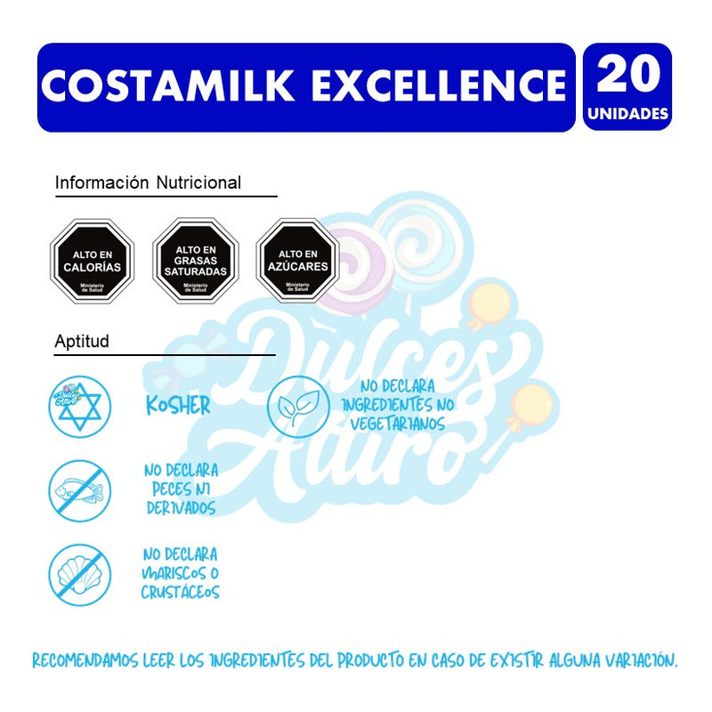 Chocolate Costamilk Excellence Costa (caja Con 20 Unidades)