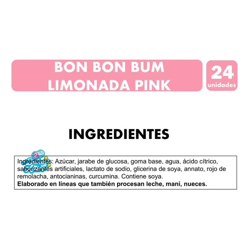 Bon Bon Bum Sabor Limonada Pink De Colombina (24 Unidades)