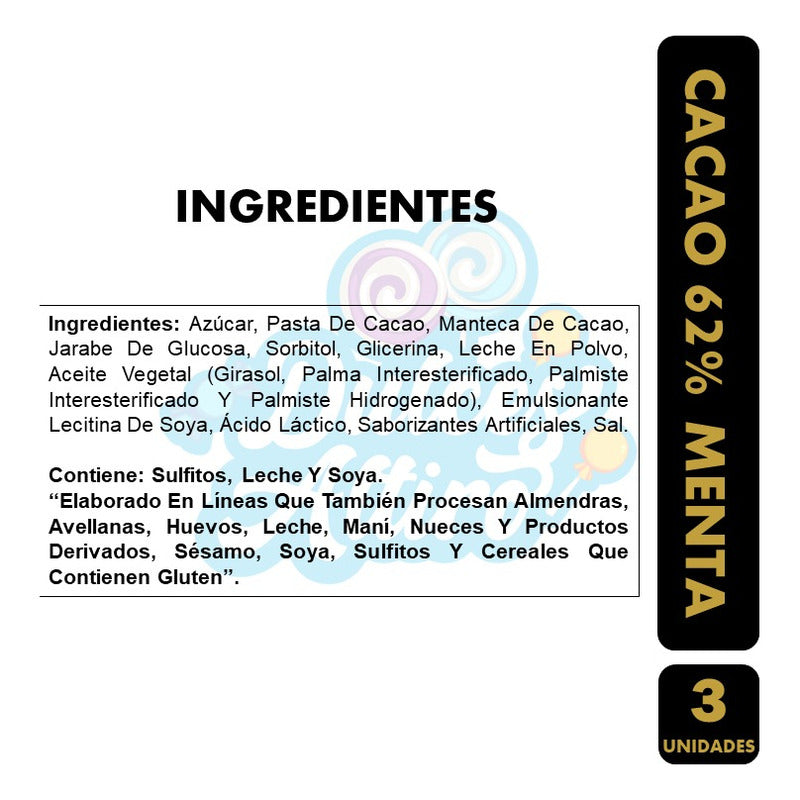 Costa Cacao 62% Menta - Barra De Chocolate (pack Con 3 Un)