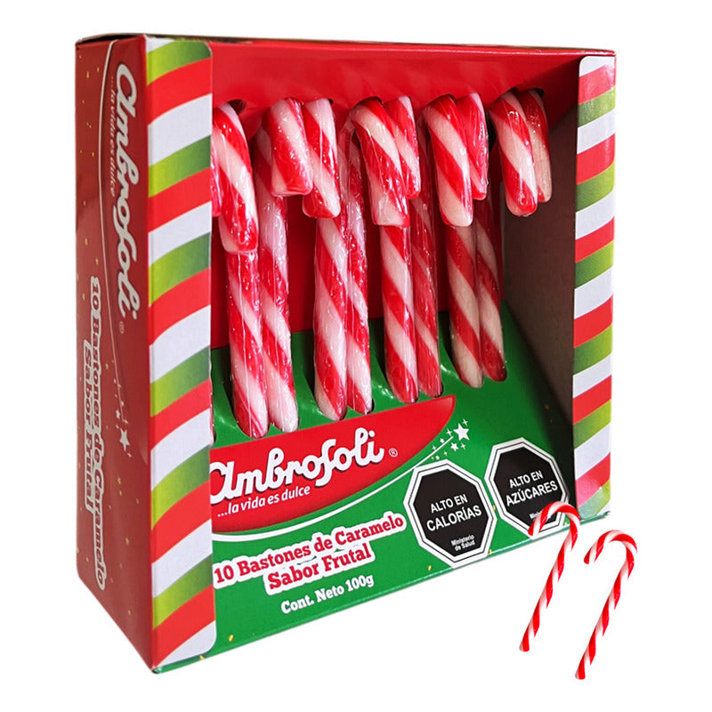 Bastones De Navidad Ambrosoli (contiene 10 Unidades)