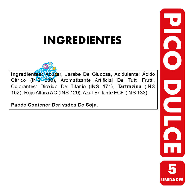 Pico Dulce - Chupetines Sabor Frutal Sin Gluten (5 Unidades)