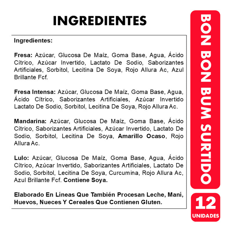 Bon Bon Bum Sabores Surtidos (bolsa Con 12 Coyacs)