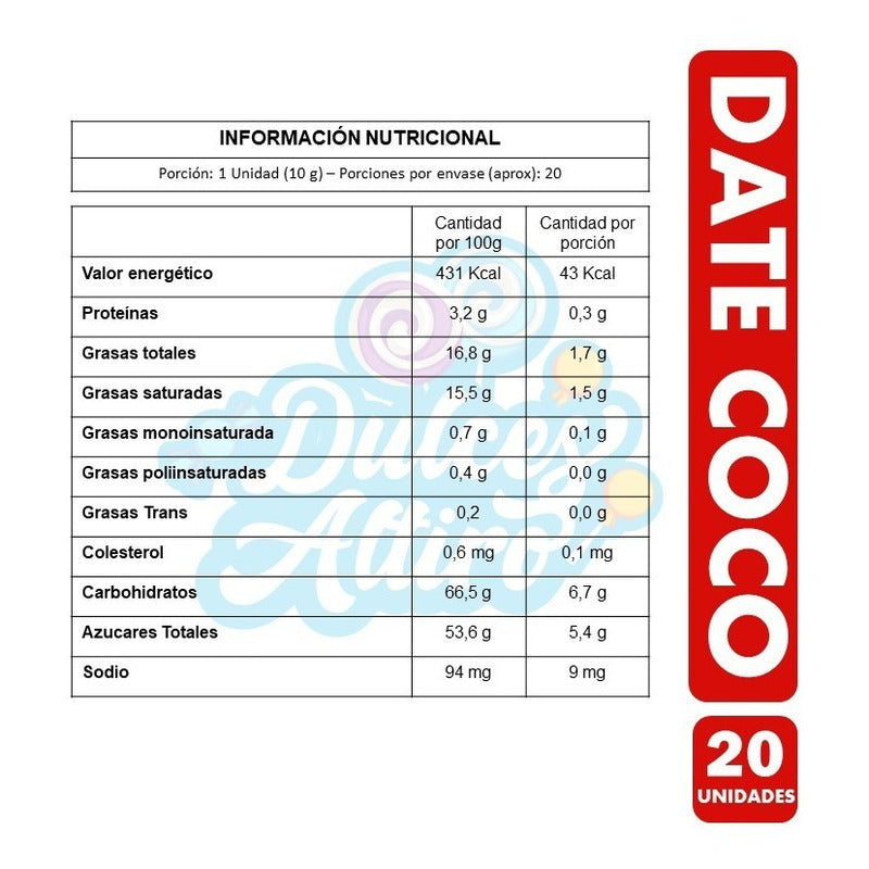 Date Rojo Sabor Coco - Marshmallows Bañados (caja Con 20 Un)
