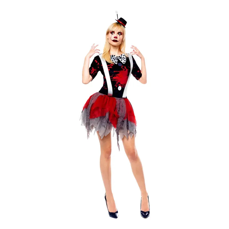 Disfraz Payasa Asesina Especial Halloween (talla M) Gris Oscuro M