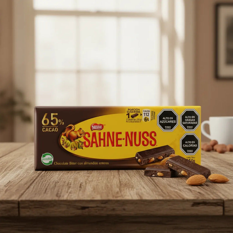 Barra De Chocolate Sahne Nuss 65% Cacao De Nestlé (160g)