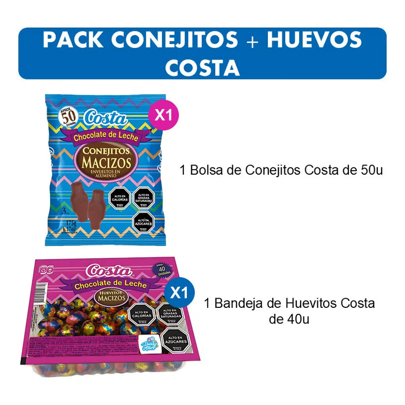 Pack Huevitos De Pascua De Chocolate + Conejitos Costa