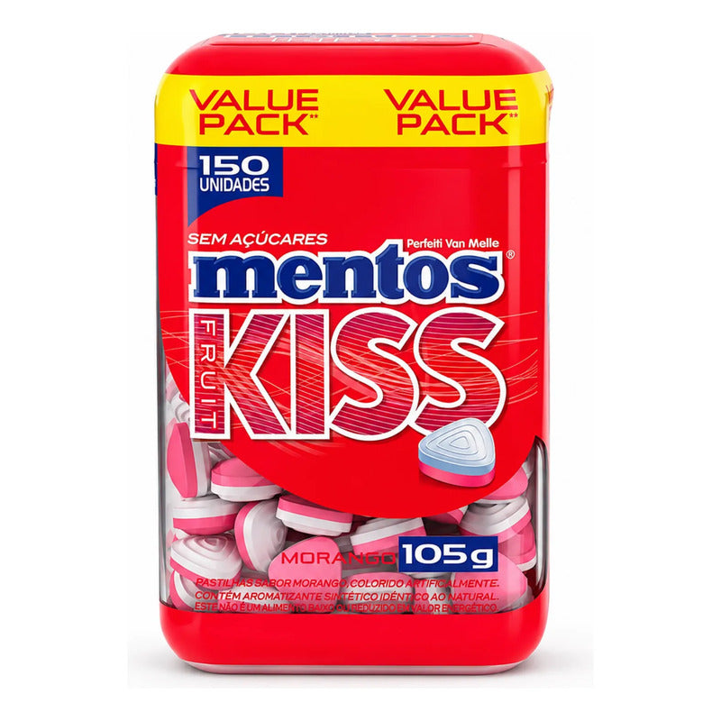Mentos Kiss Fruit Sabor Morango Sin Azúcar (150 Unidades)