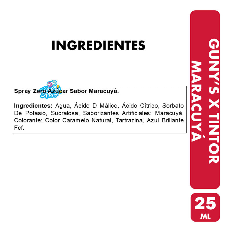 Dulces Ácidos Guny's X-tintor Sabor Maracuyá (spray De 25ml)