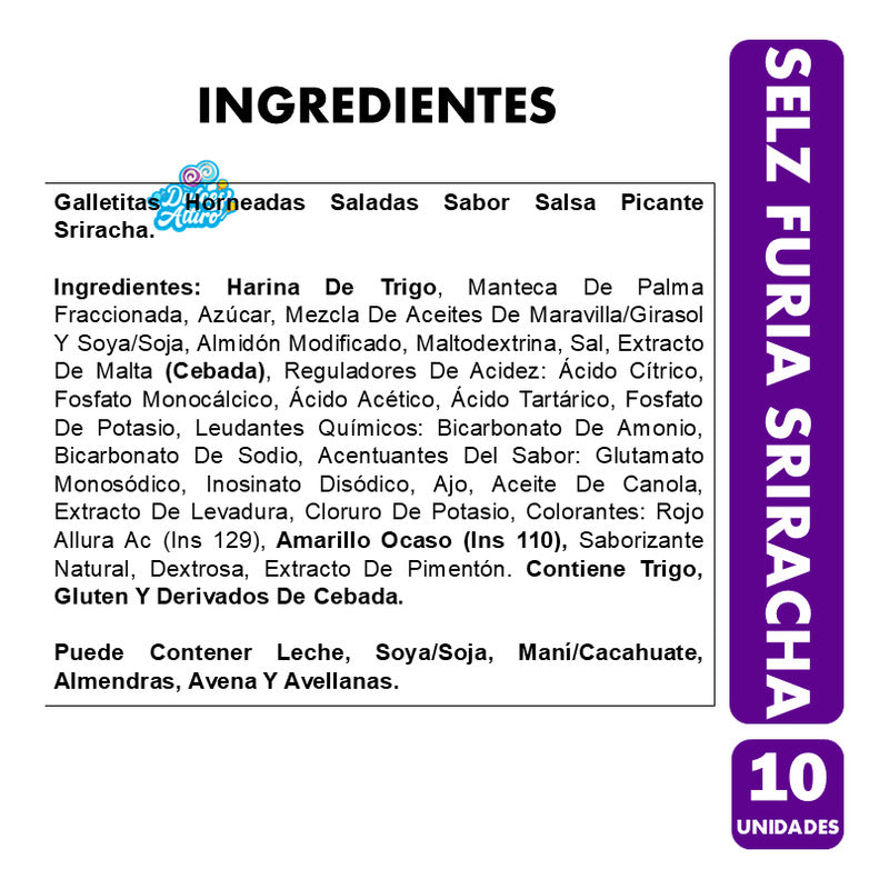 Galletas Selz Furia Sriracha - Edición Limitada (pack 10 Un)