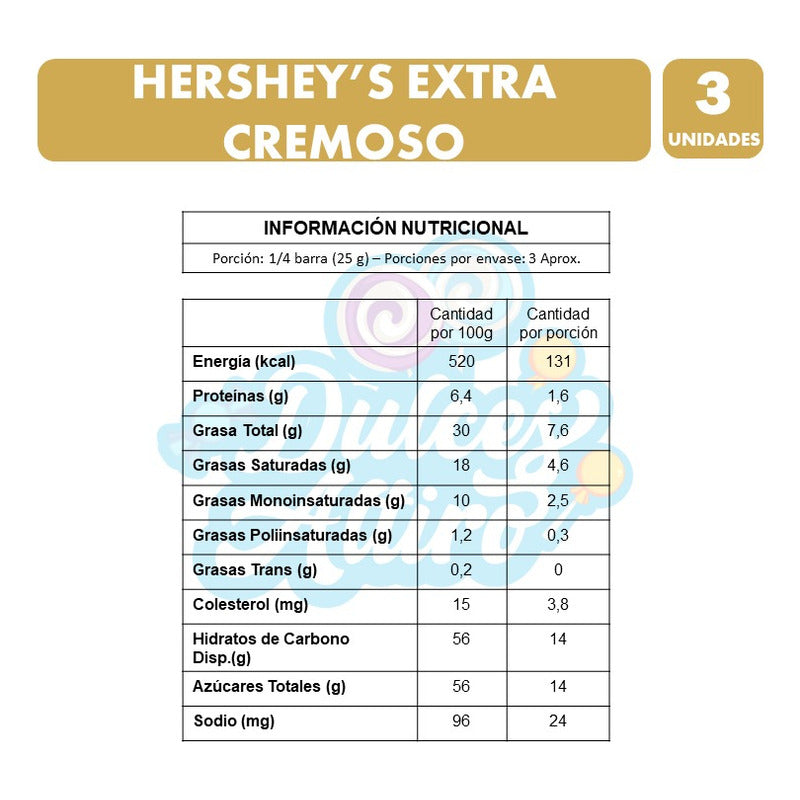 Hershey´s Barra De Chocolate Extra Cremoso (pack Con 3 Uni)