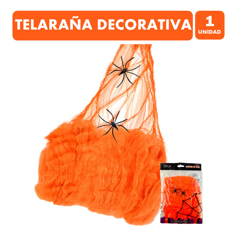 Telaraña Decorativa Naranja Especial Halloween (20 Gramos)