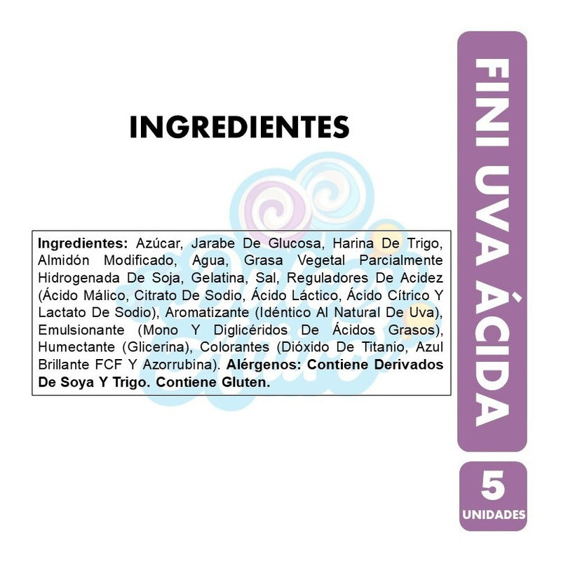 Tubos Fini Sabor Uva Ácida (pack De 5 Unidades)