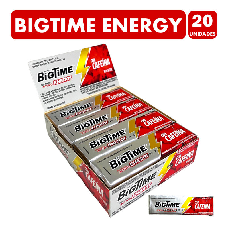 Chicle Bigtime Energy Sin Azúcar (caja Con 20 Unidades)