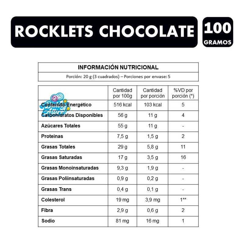 Chocolate Rocklets Arcor - Con Chocolate Confitado (100 Gr)