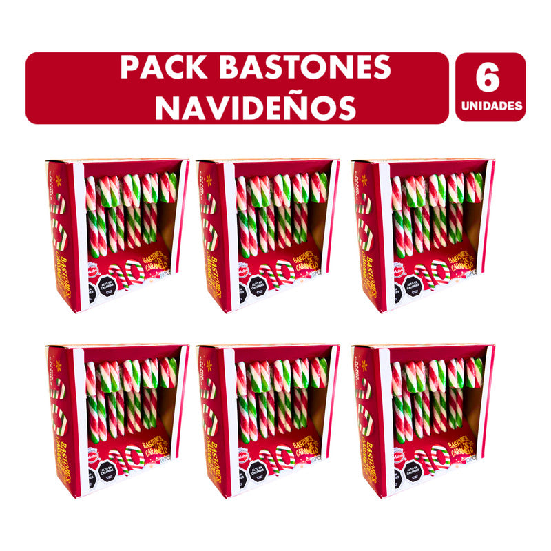 Bastones Navideños Sabor Caramelo Especial Navidad - Pack 6u
