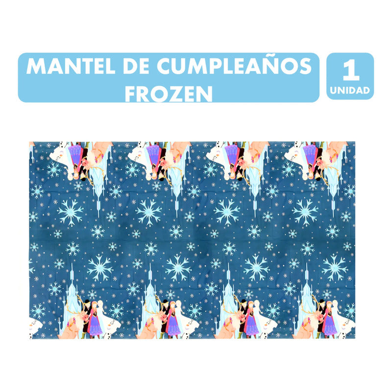 Mantel De Frozen Especial Cumpleaños Medidas 180x110cm Azul Acero Frozen