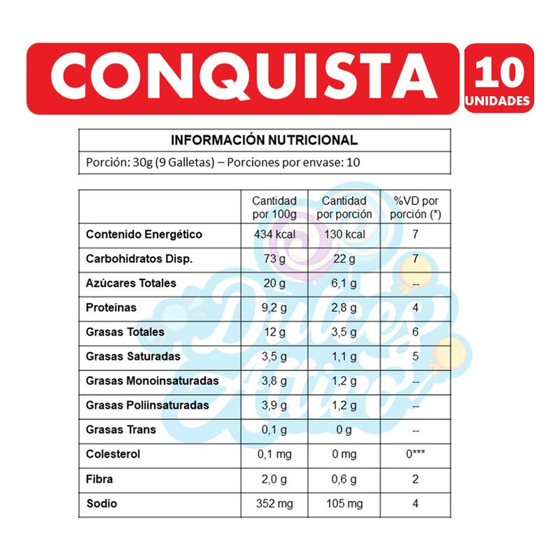 Galletas Conquista Para Colación De Arcor (pack Con 10uni)