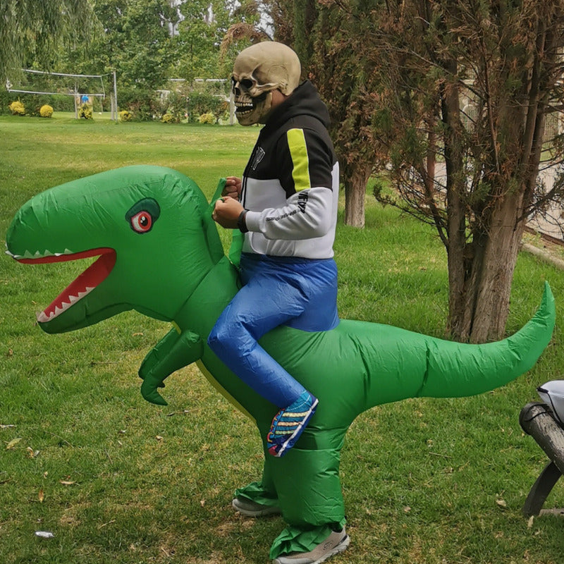 Disfraz De Dinosaurio Inflable Para Adulto Verde 160-190cm