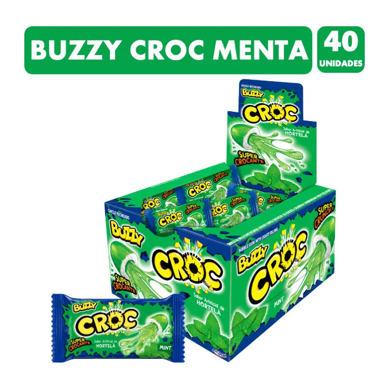 Chicles Buzzy Croc Rellenos Sabor Menta Sin Gluten (40 Uni)