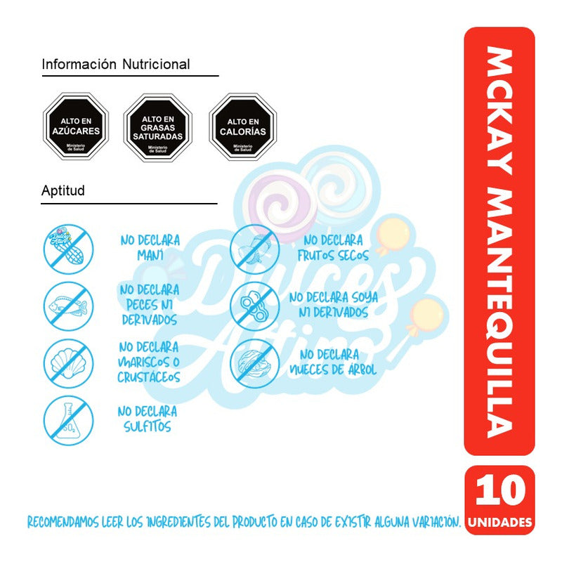 Galletas De Mantequilla Mckay, Para Colación (pack De 10uni)