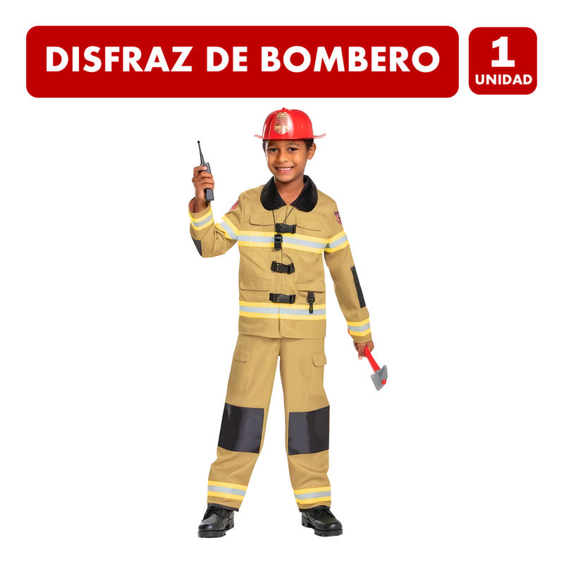 Disfraz Bombero Infantil Traje Con Accesorios Talla 4-6 Dorado Oscuro