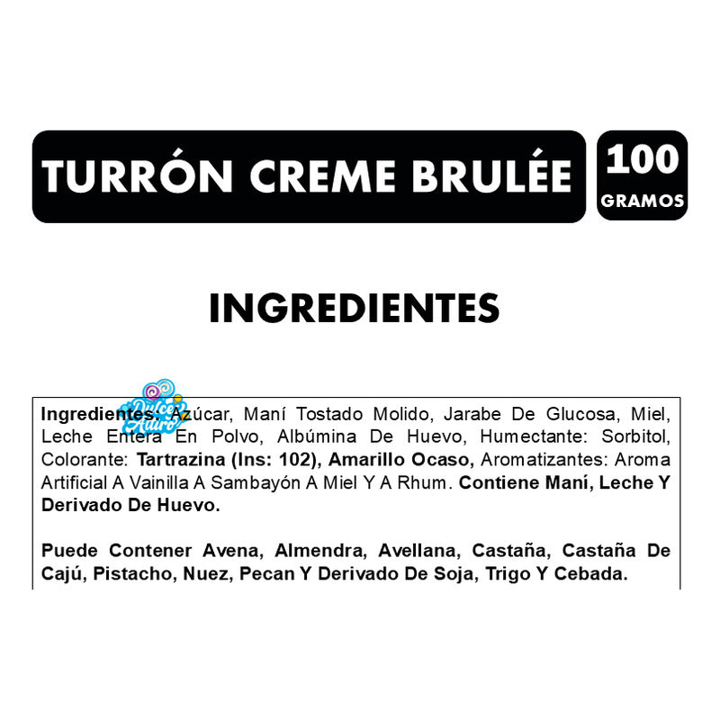 Turrón De Maní Creme Brulée Valentte (barra Con 100 Gramos)