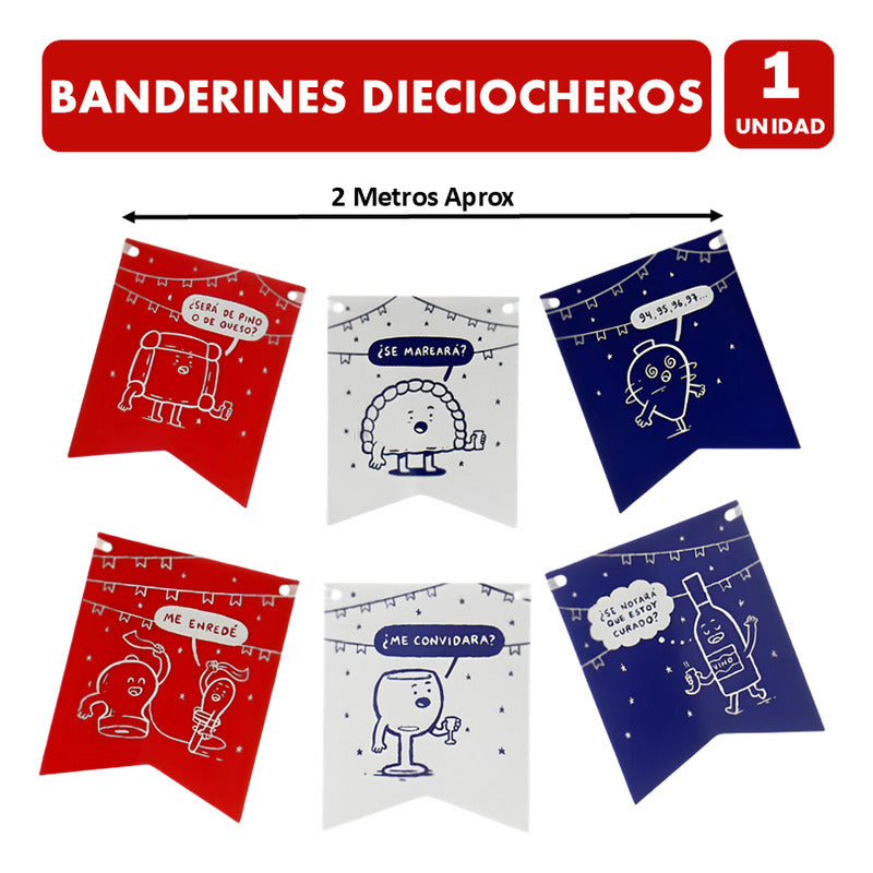 Banderines Para El 18 Con Diseños Entretenidos (2mts)