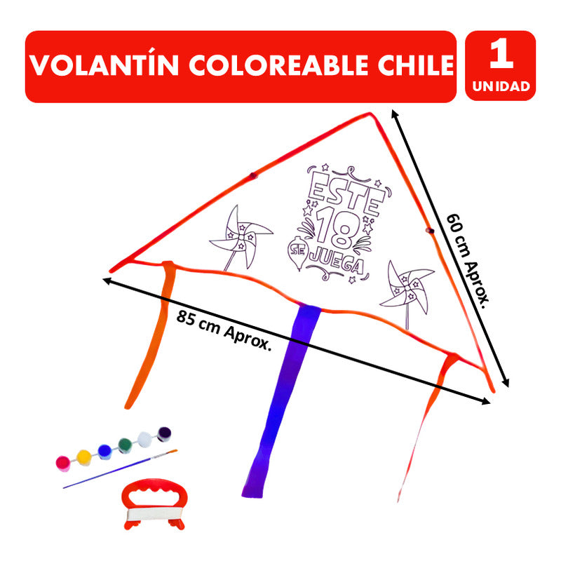 Volantin Para El 18 Coloreable - Tipo Cometa Con Pinturas