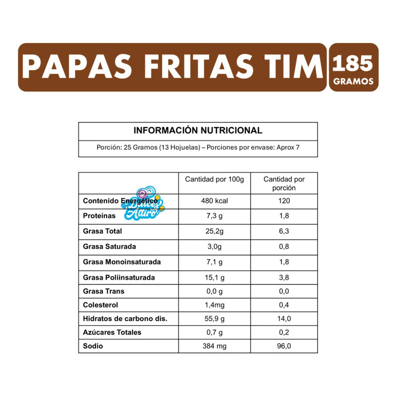 Papas Fritas Tim Receta Clásica Con Sal De Mar (185 Gramos)