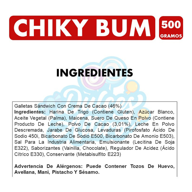 Galletas Chiky Bum De Fruna, Relleno Sabor Chocolate (500gr)