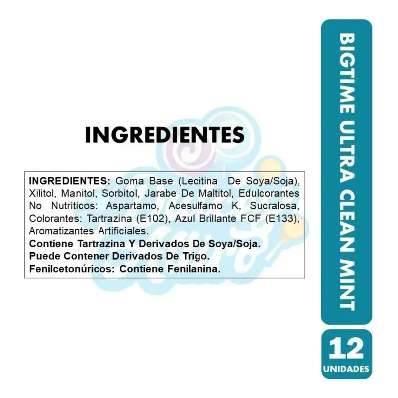 Bigtime Chicle Ultra Clean Mint - Display De 12 Unidades