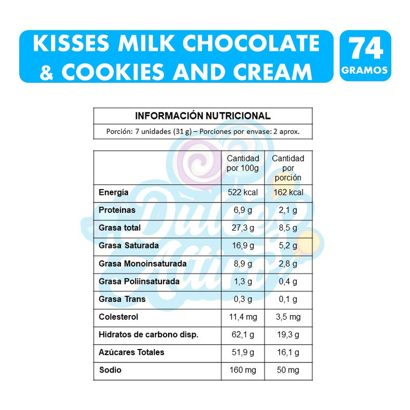 Kisses-chocolate De Leche Y Cookies And Creme(caja Con 74g)