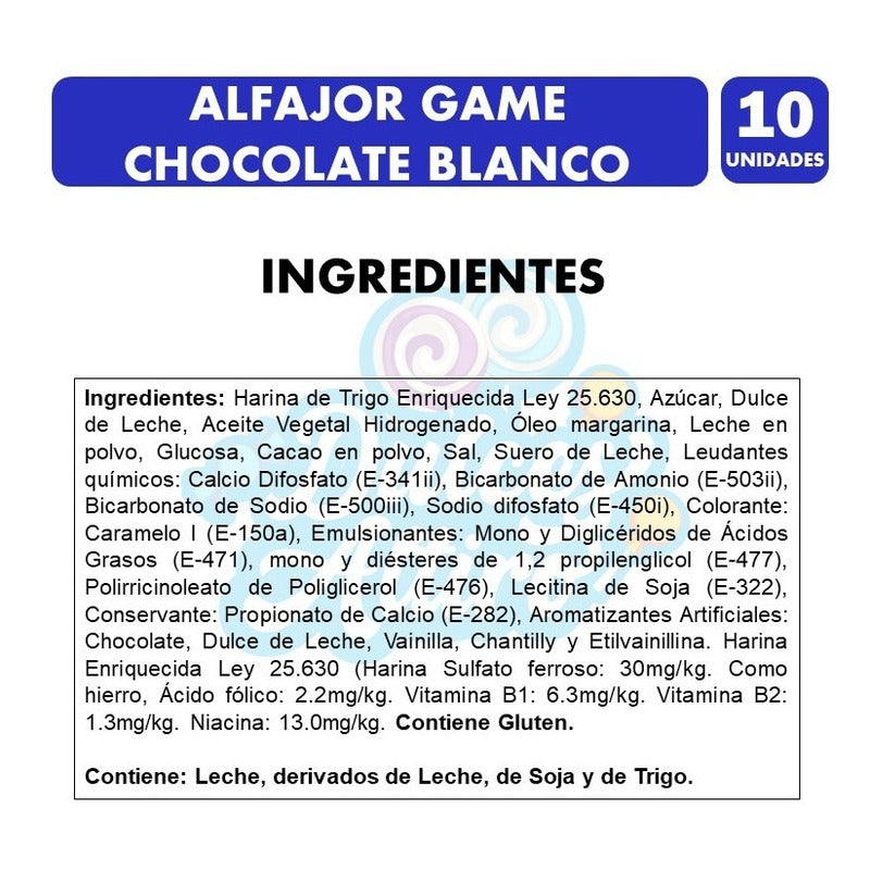 Alfajor Game Blanco De Nevares  (pack Con 10 Unidades)