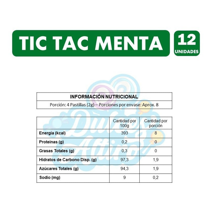 Caramelo Tic Tac Menta (caja Con 12 Unidades)