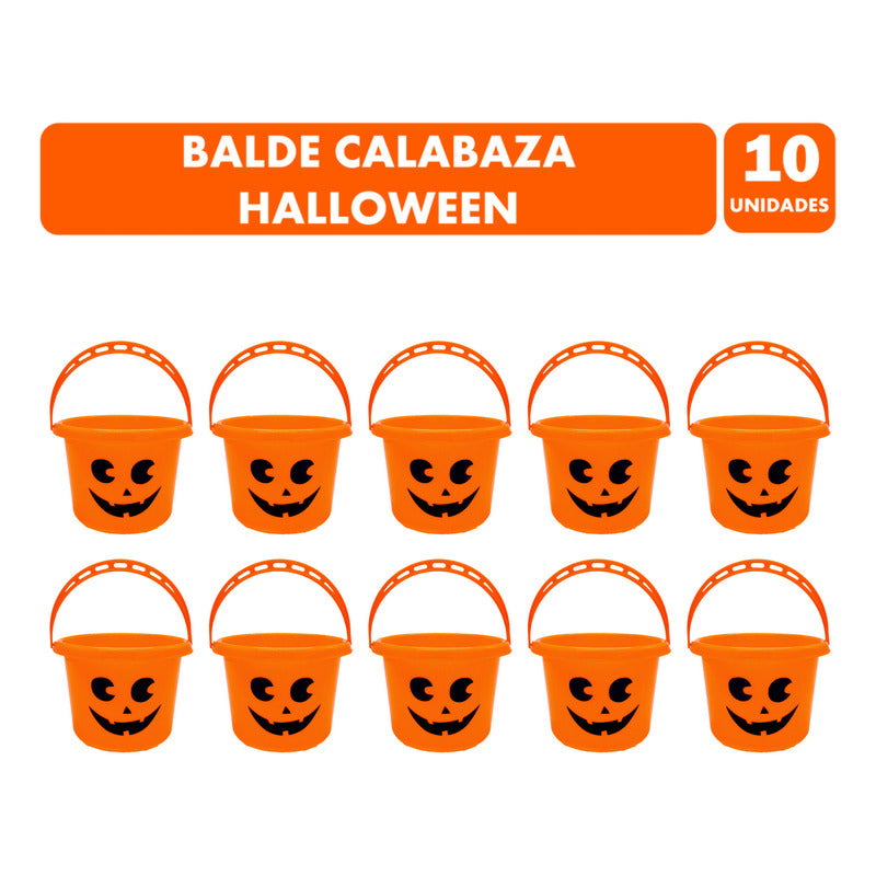 Baldes Para Halloween  Pack Conveniente 10 Unidades Naranja