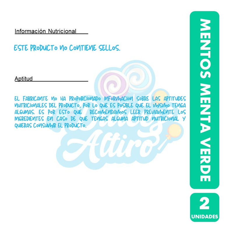 Chicle Mentos Sabor A Menta Verde - Sin Azúcar (pack Con 2u)