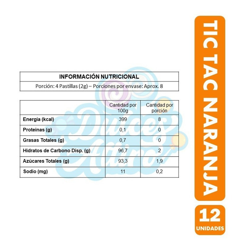 Tic Tac Sabor Naranja (caja Con 12 Unidades)