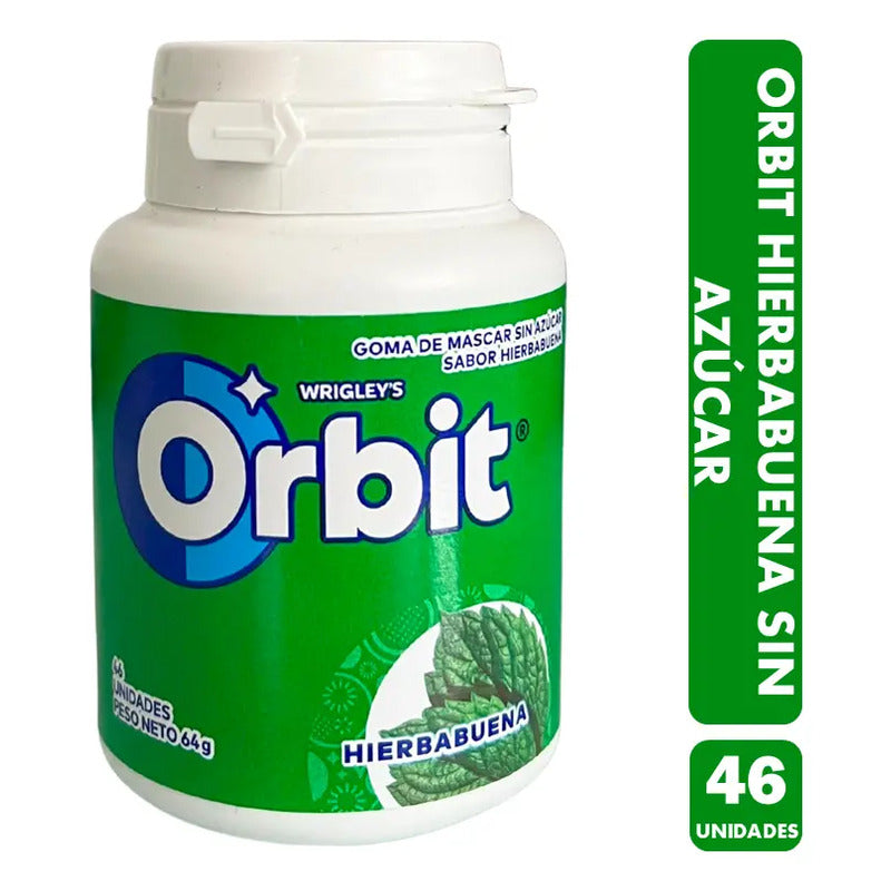 Chicle Orbit Hierbabuena-envase Verde(frasco Con 45unidades)