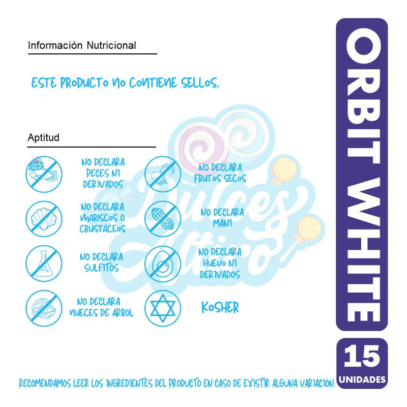 Chicle Orbit White Menta -  Sin Azúcar(caja Con 15 Unidades)