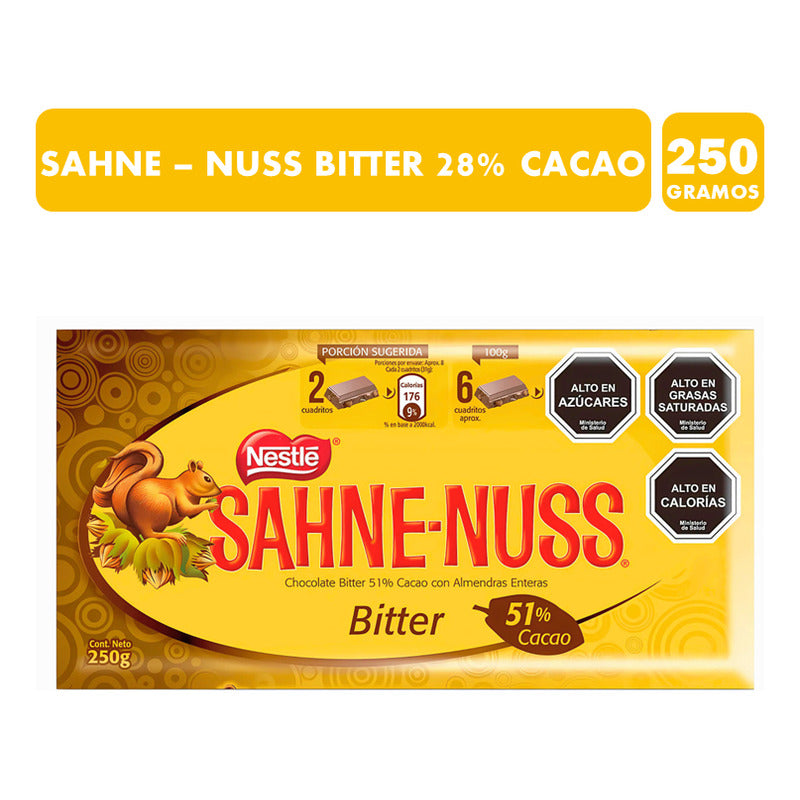 Chocolate Sahne-nuss Bitter 51% Cacao (tableta De 250 Gr)