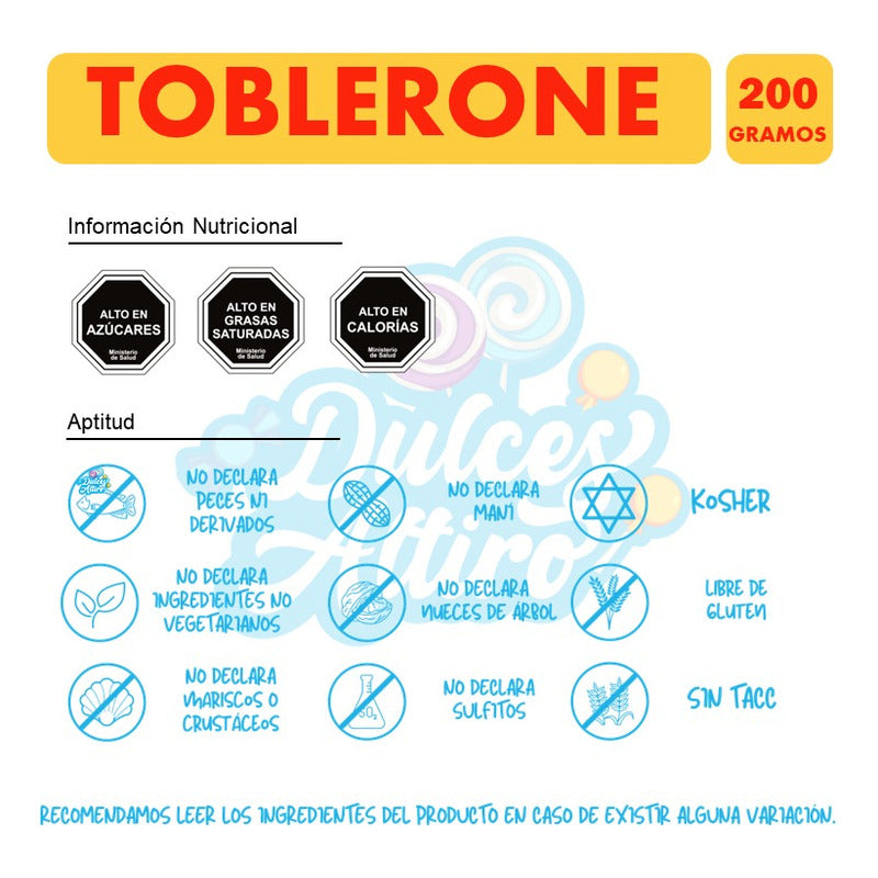 Toblerone Chocolate Suizo Con Leche (barra De 200gr)
