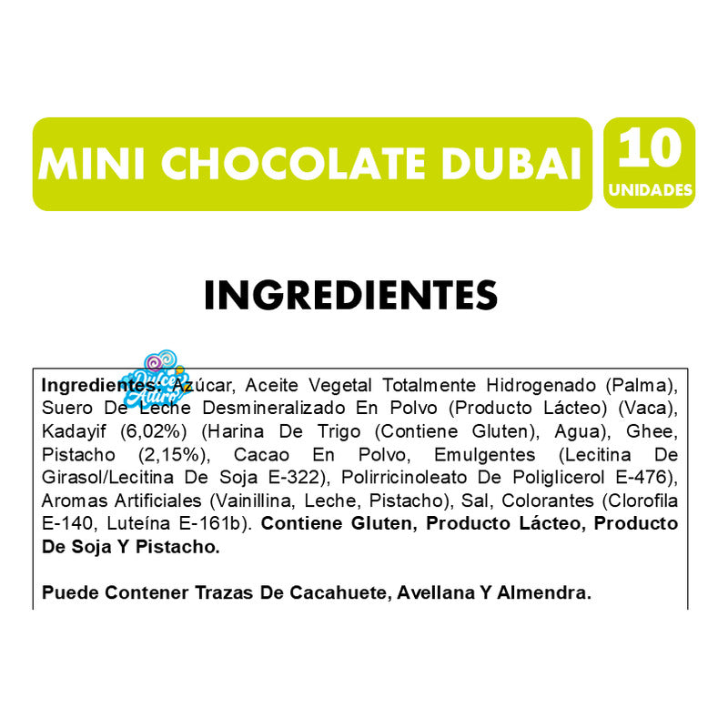 Chocolate Dubai Mini De Pistacho - Chocolate Viral 10 Uni