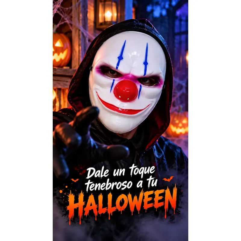Máscara Plástica Payaso Asesino Especial Noche Halloween Blanco Payaso Asesino