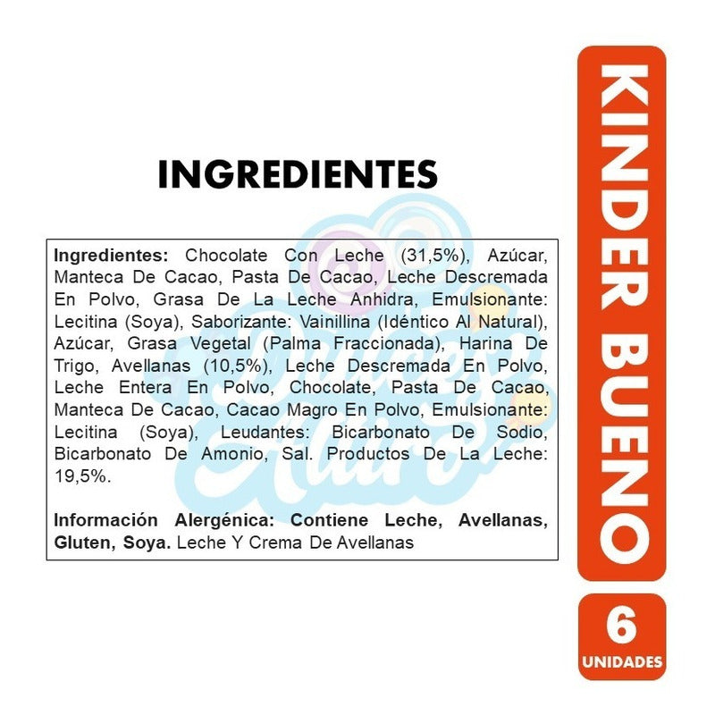 Chocolate Kinder Bueno, Sabor Avellana (caja Con 6 Unidades)